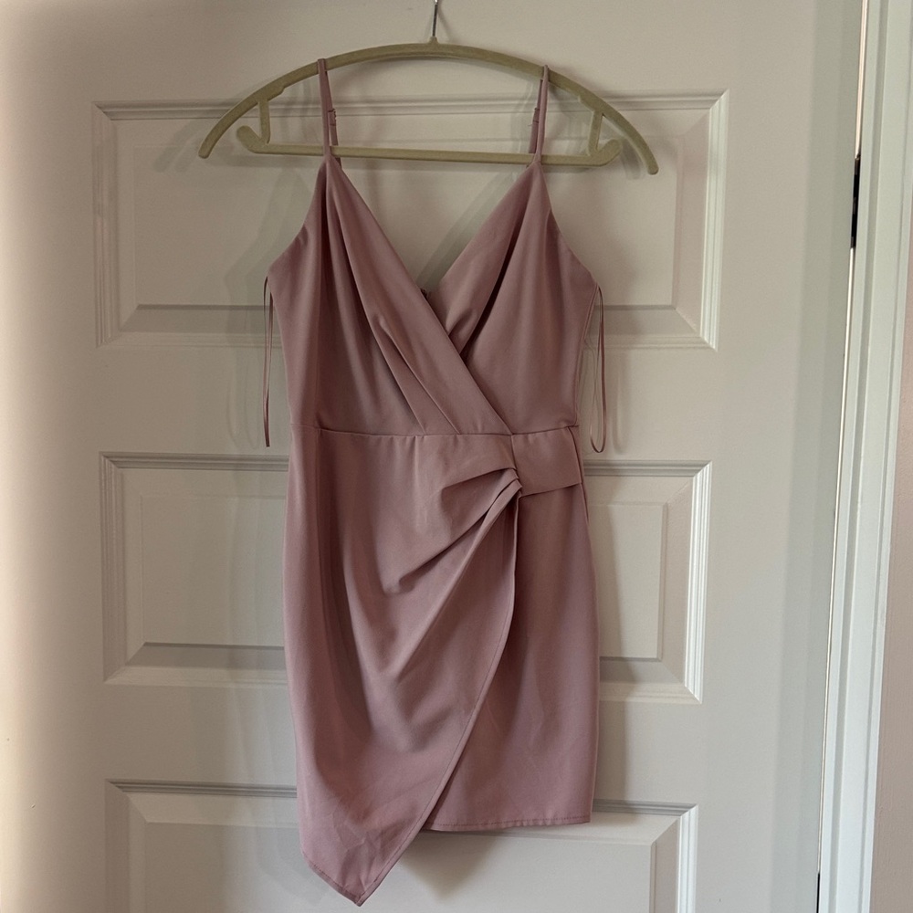 Elegant Pink Wrap Dress